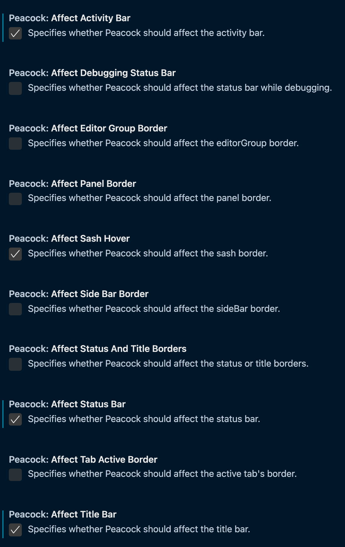 affected elements