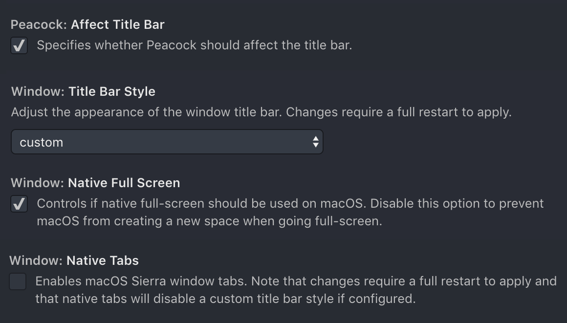 Title Bar Settings